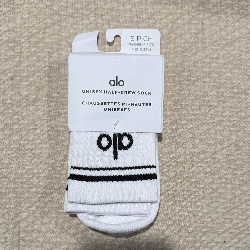 ALO Yoga White and Black Half-Crew Socks